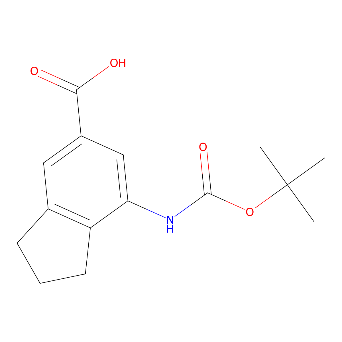 7-{[(tert-butoxy)carbonyl]amino}-2,3-dihydro-1H-indene-5-carboxylic acid molecular structure, CAS 2763903-28-0