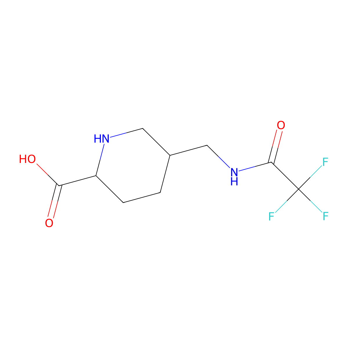 5-[(2,2,2-Trifluoroacetamido)methyl]piperidine-2-carboxylic acid molecular structure, CAS 2763903-30-4