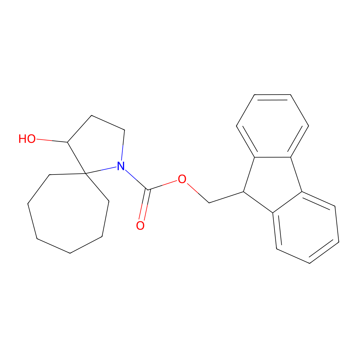 (9H-fluoren-9-yl)methyl 4-hydroxy-1-azaspiro[4.6]undecane-1-carboxylate molecular structure, CAS 2763903-35-9