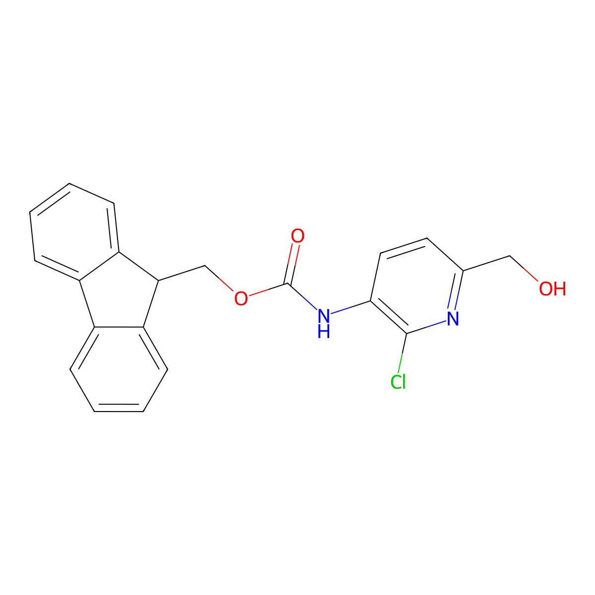 (9H-fluoren-9-yl)methyl N-[2-chloro-6-(hydroxymethyl)pyridin-3-yl]carbamate molecular structure, CAS 2763903-38-2