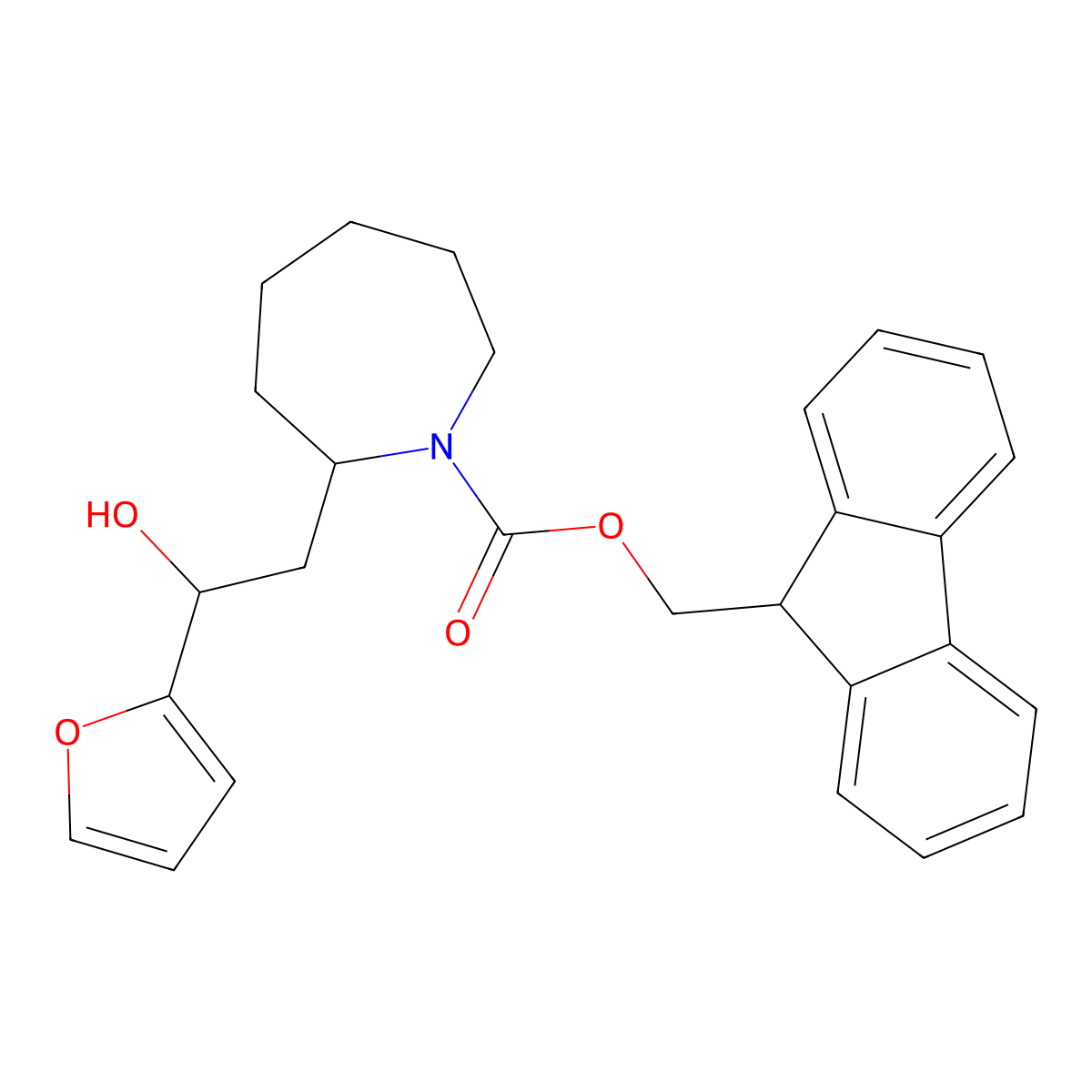 (9H-fluoren-9-yl)methyl 2-[2-(furan-2-yl)-2-hydroxyethyl]azepane-1-carboxylate molecular structure, CAS 2763903-40-6