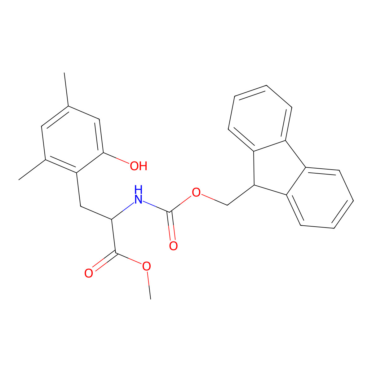 methyl 2-({[(9H-fluoren-9-yl)methoxy]carbonyl}amino)-3-(2-hydroxy-4,6-dimethylphenyl)propanoate molecular structure, CAS 2763903-41-7