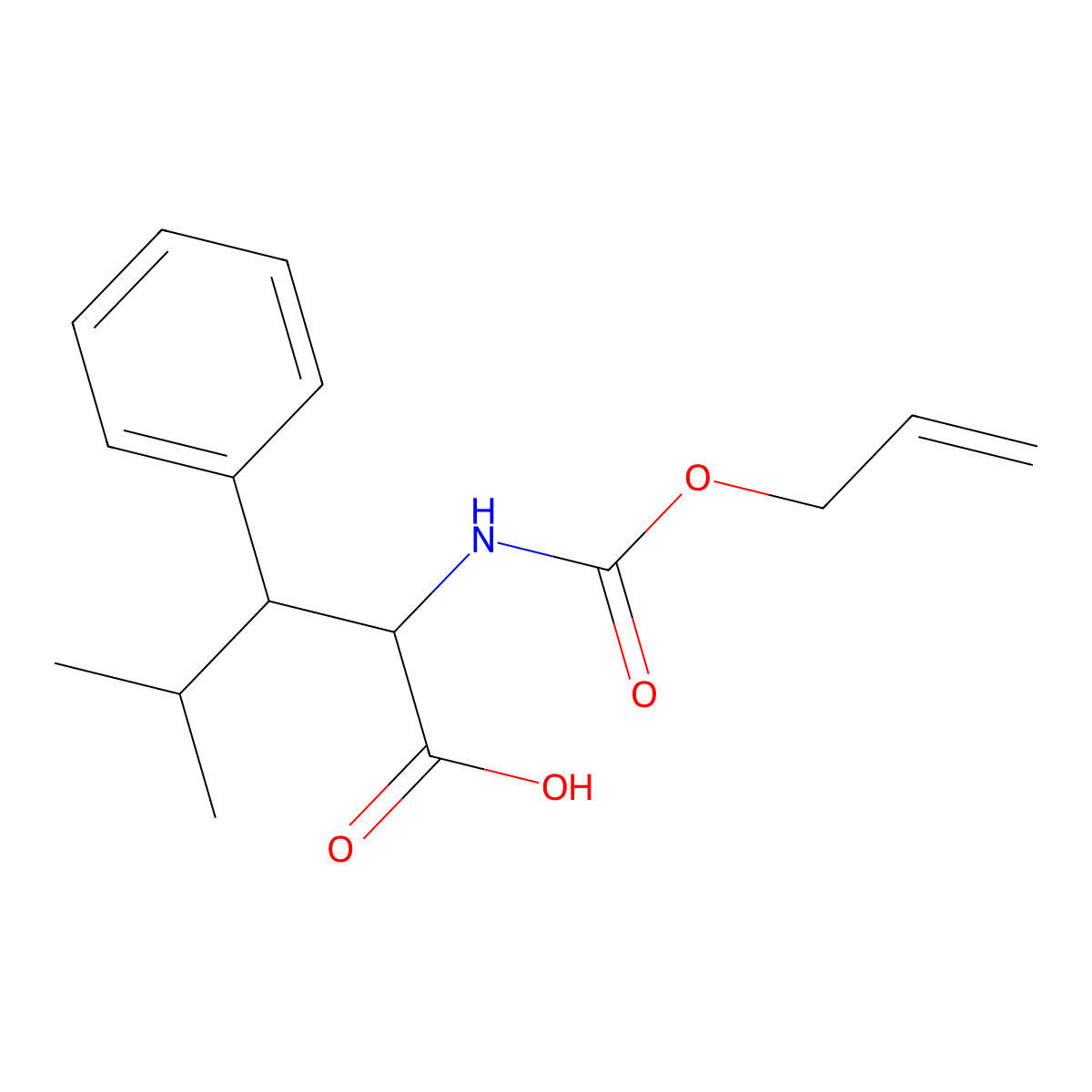 4-Methyl-3-phenyl-2-{[(prop-2-en-1-yloxy)carbonyl]amino}pentanoic acid molecular structure, CAS 2763903-45-1