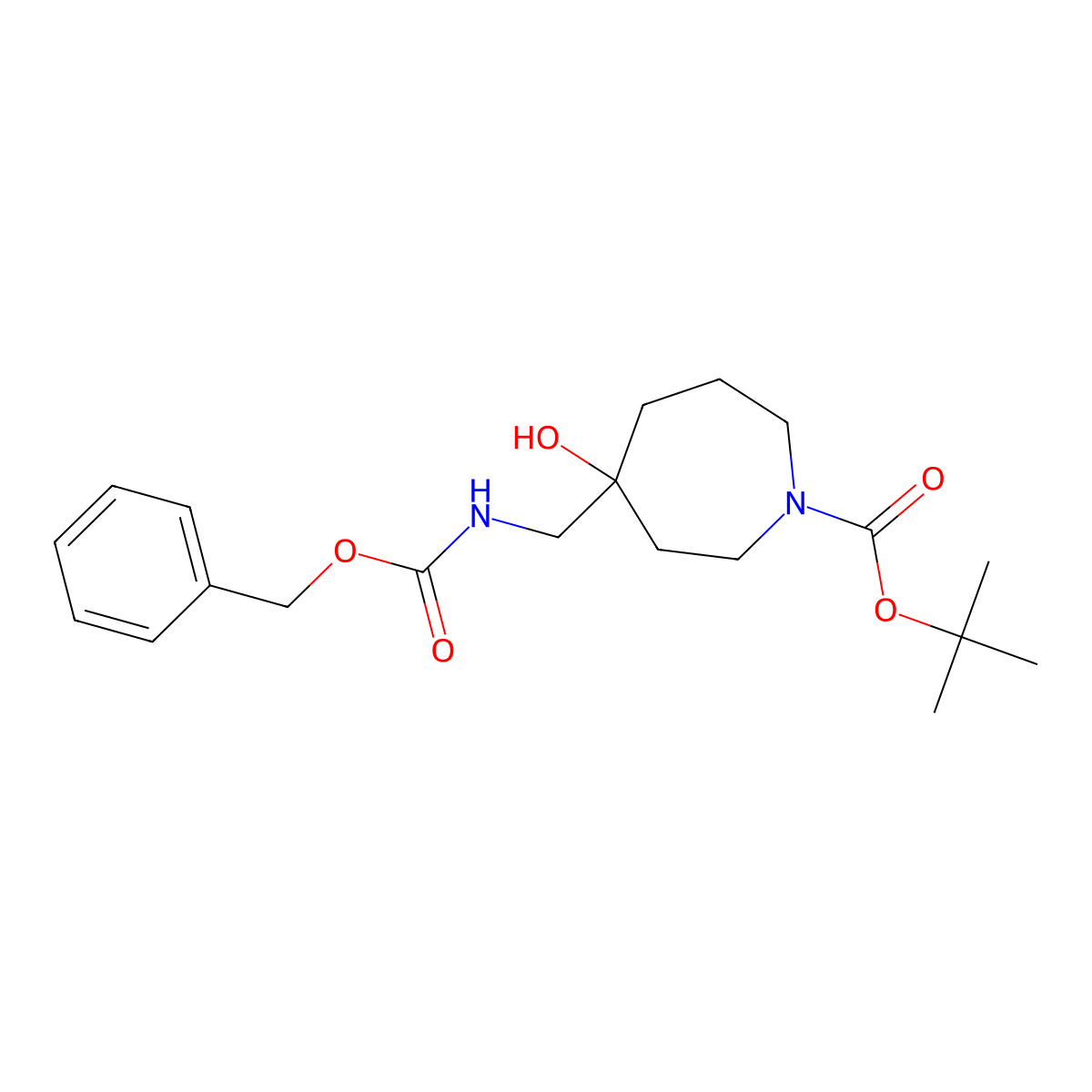 Tert-butyl 4-({[(benzyloxy)carbonyl]amino}methyl)-4-hydroxyazepane-1-carboxylate molecular structure, CAS 2763903-50-8