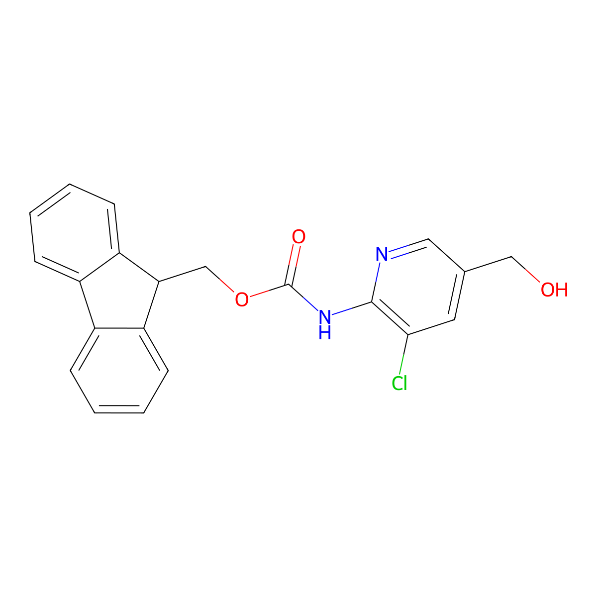 (9H-fluoren-9-yl)methyl N-[3-chloro-5-(hydroxymethyl)pyridin-2-yl]carbamate molecular structure, CAS 2763903-62-2