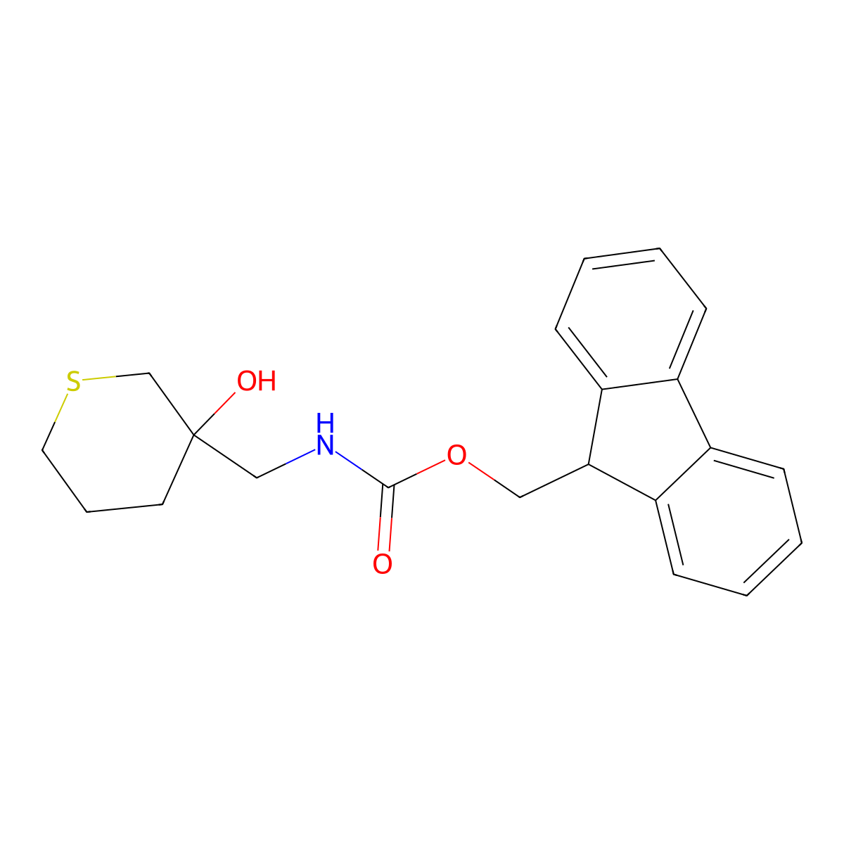 (9H-fluoren-9-yl)methyl N-[(3-hydroxythian-3-yl)methyl]carbamate molecular structure, CAS 2763903-63-3