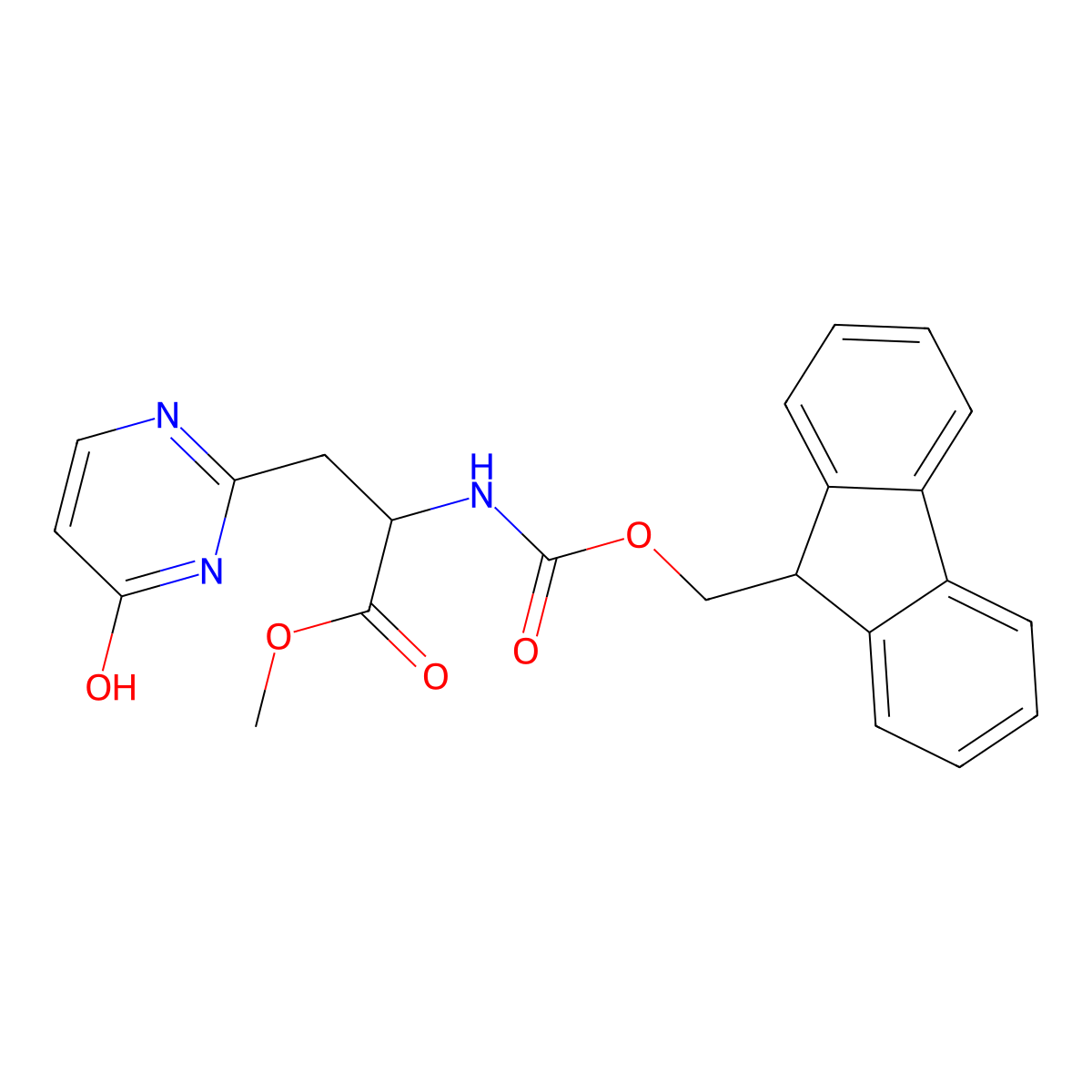 methyl 2-({[(9H-fluoren-9-yl)methoxy]carbonyl}amino)-3-(4-hydroxypyrimidin-2-yl)propanoate molecular structure, CAS 2763903-67-7