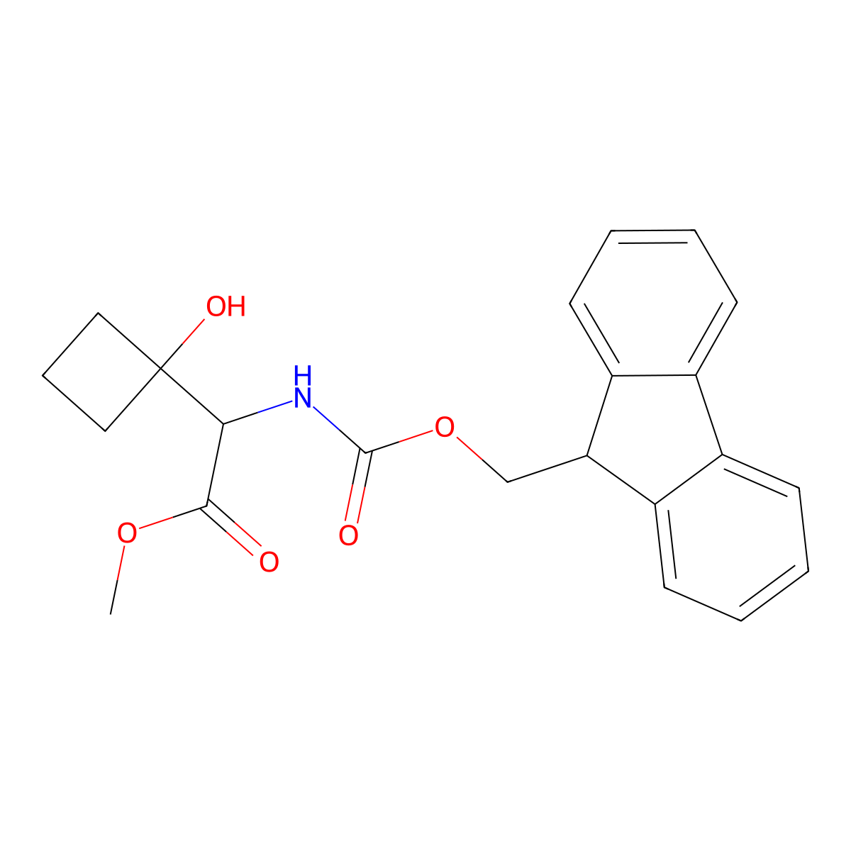 methyl 2-({[(9H-fluoren-9-yl)methoxy]carbonyl}amino)-2-(1-hydroxycyclobutyl)acetate molecular structure, CAS 2763905-39-9