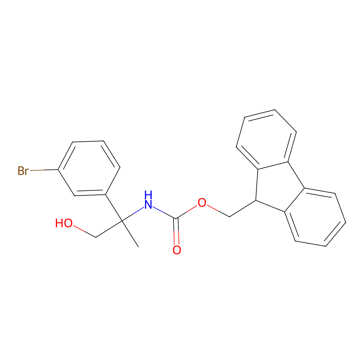 (9H-fluoren-9-yl)methyl N-[2-(3-bromophenyl)-1-hydroxypropan-2-yl]carbamate molecular structure, CAS 2763905-42-4