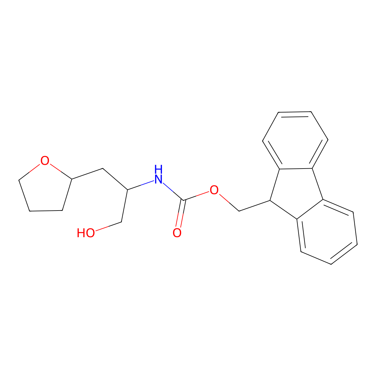 (9H-fluoren-9-yl)methyl N-[1-hydroxy-3-(oxolan-2-yl)propan-2-yl]carbamate molecular structure, CAS 2763905-45-7