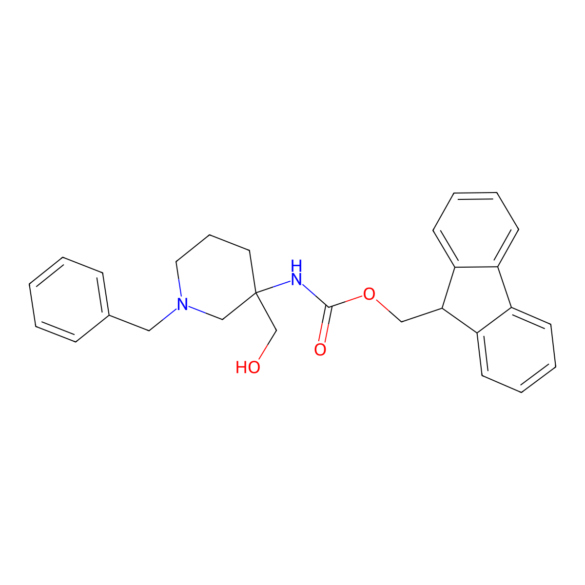 (9H-fluoren-9-yl)methyl N-[1-benzyl-3-(hydroxymethyl)piperidin-3-yl]carbamate molecular structure, CAS 2763905-53-7