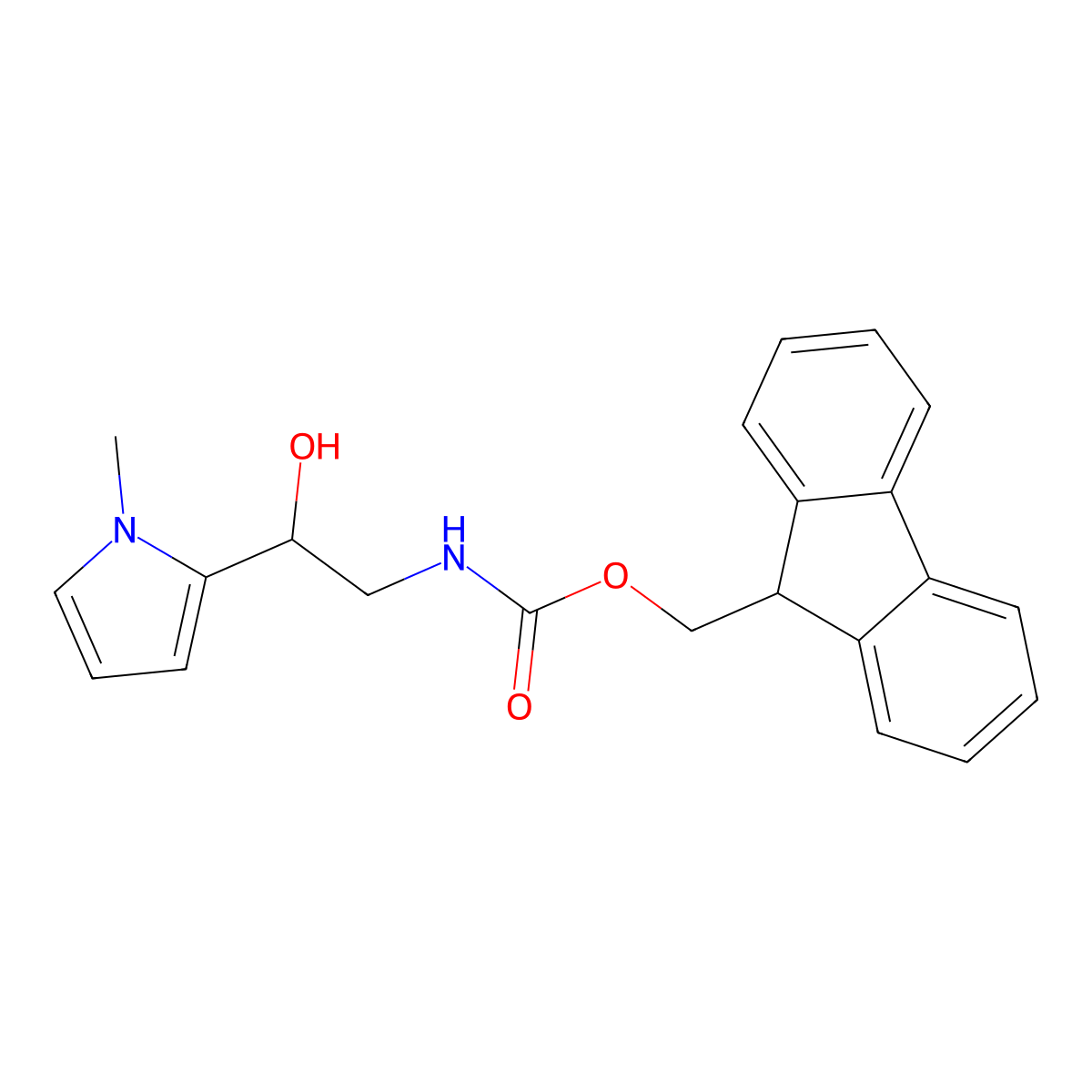 (9H-fluoren-9-yl)methyl N-[2-hydroxy-2-(1-methyl-1H-pyrrol-2-yl)ethyl]carbamate molecular structure, CAS 2763905-58-2