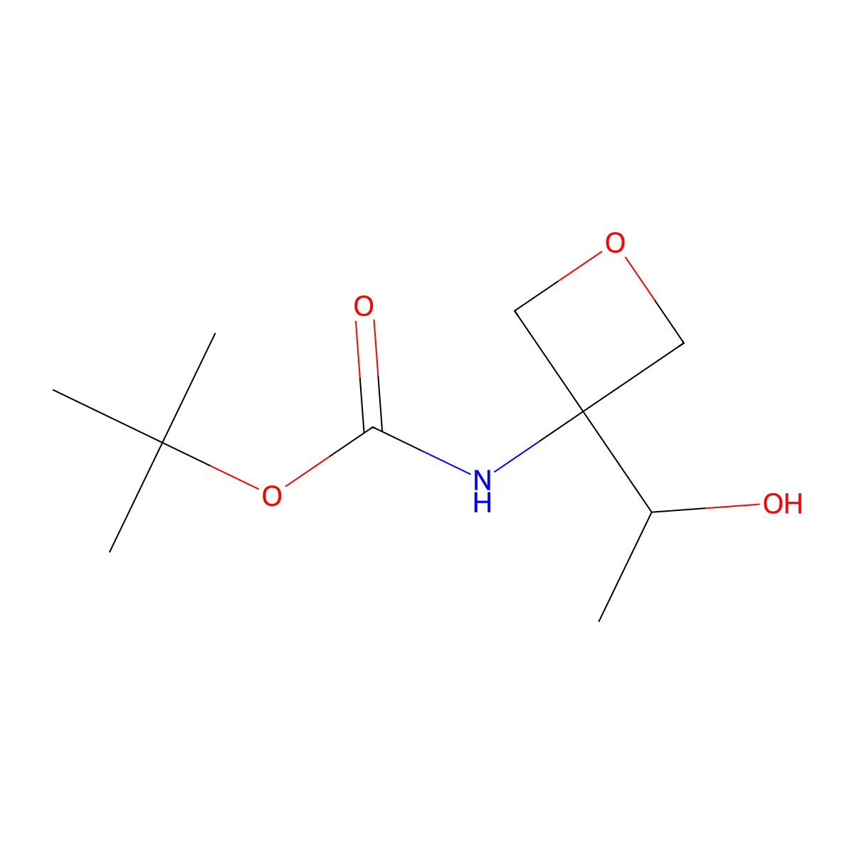 tert-butyl N-[3-(1-hydroxyethyl)oxetan-3-yl]carbamate molecular structure, CAS 2763905-59-3