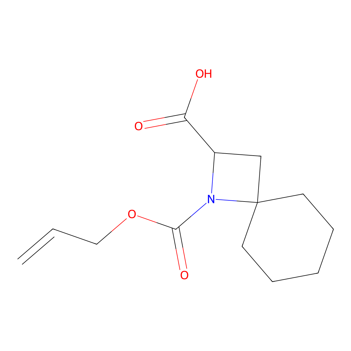 1-[(Prop-2-en-1-yloxy)carbonyl]-1-azaspiro[3.5]nonane-2-carboxylic acid molecular structure, CAS 2763905-62-8