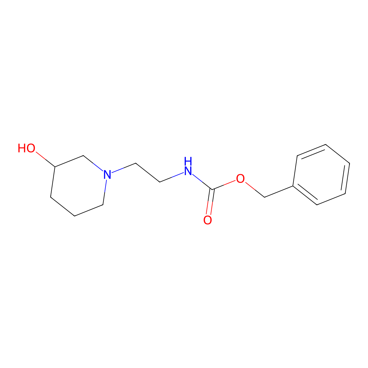Benzyl (2-(3-hydroxypiperidin-1-yl)ethyl)carbamate molecular structure, CAS 2763905-63-9