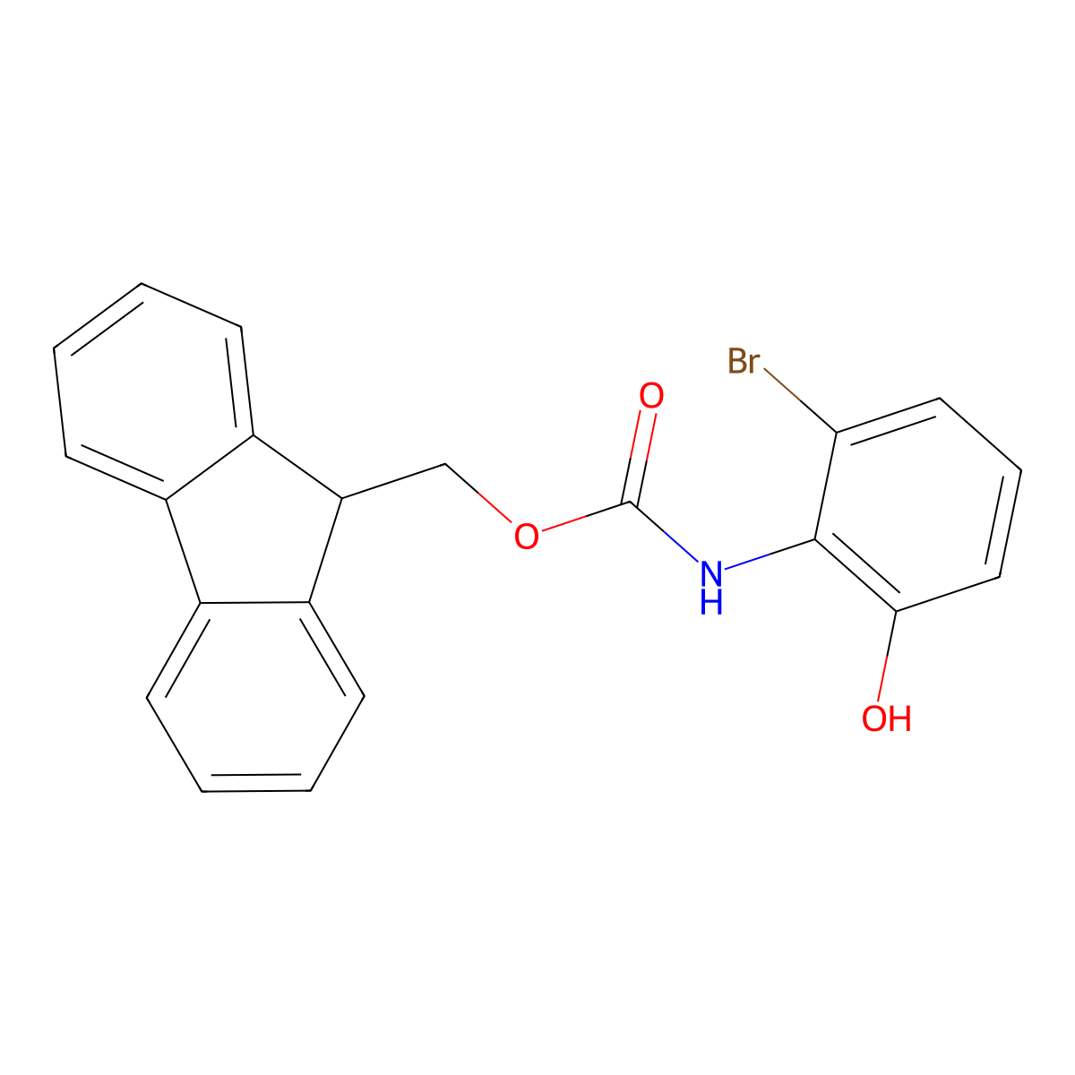 (9H-fluoren-9-yl)methyl N-(2-bromo-6-hydroxyphenyl)carbamate molecular structure, CAS 2763905-65-1
