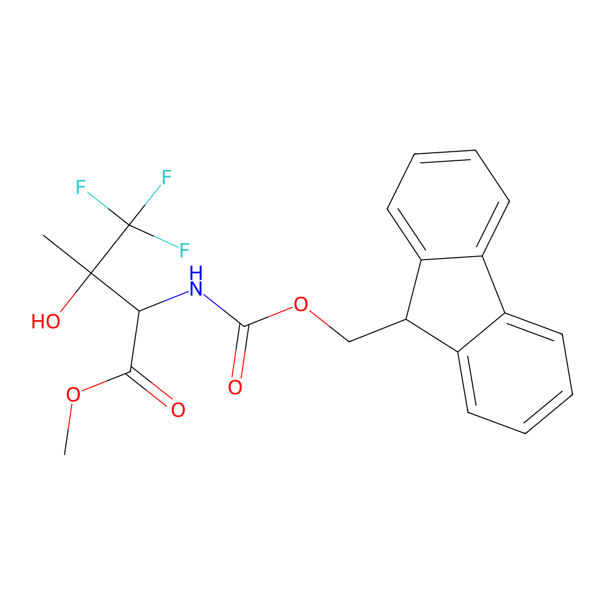 methyl 2-({[(9H-fluoren-9-yl)methoxy]carbonyl}amino)-4,4,4-trifluoro-3-hydroxy-3-methylbutanoate molecular structure, CAS 2763905-70-8