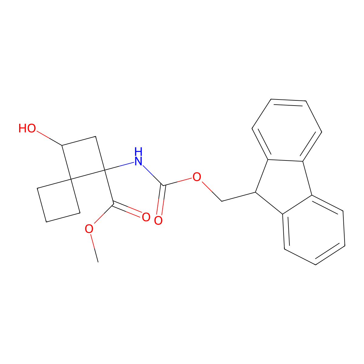 methyl 1-({[(9H-fluoren-9-yl)methoxy]carbonyl}amino)-3-hydroxyspiro[3.3]heptane-1-carboxylate molecular structure, CAS 2763905-72-0