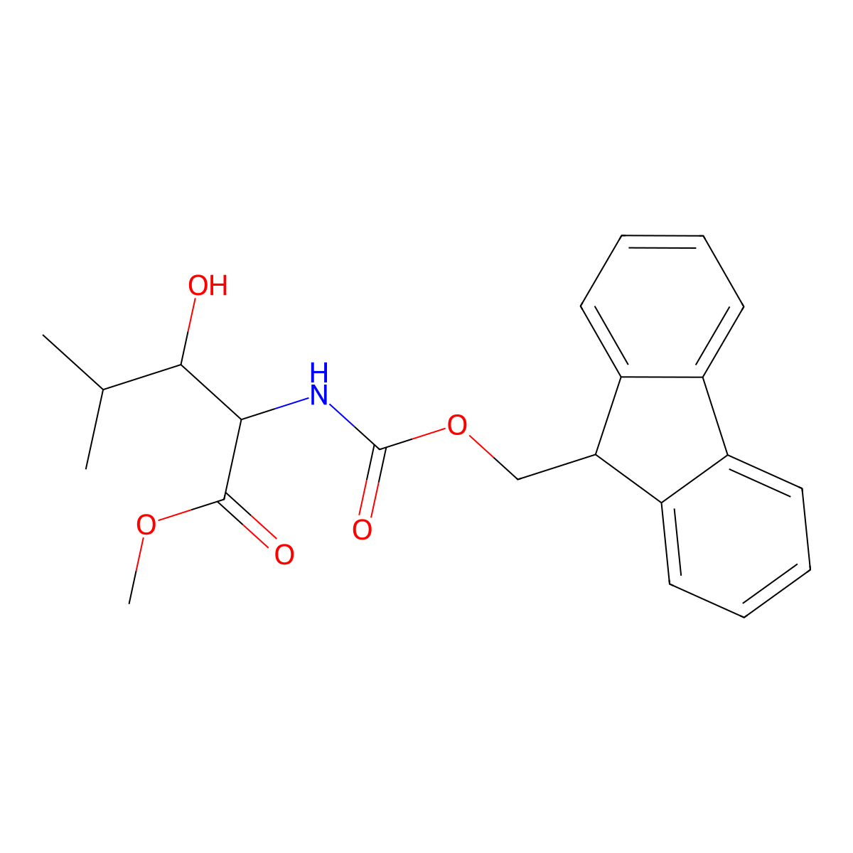 methyl 2-({[(9H-fluoren-9-yl)methoxy]carbonyl}amino)-3-hydroxy-4-methylpentanoate molecular structure, CAS 2763905-74-2