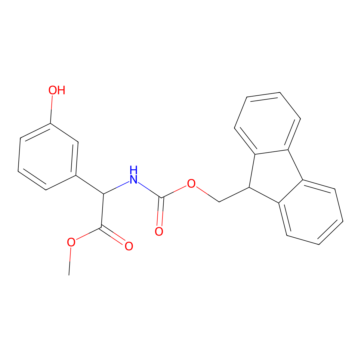 methyl 2-({[(9H-fluoren-9-yl)methoxy]carbonyl}amino)-2-(3-hydroxyphenyl)acetate molecular structure, CAS 2763905-83-3