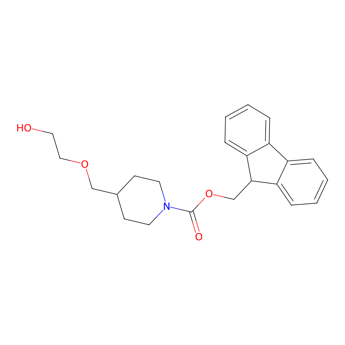 (9H-fluoren-9-yl)methyl 4-[(2-hydroxyethoxy)methyl]piperidine-1-carboxylate molecular structure, CAS 2763905-87-7