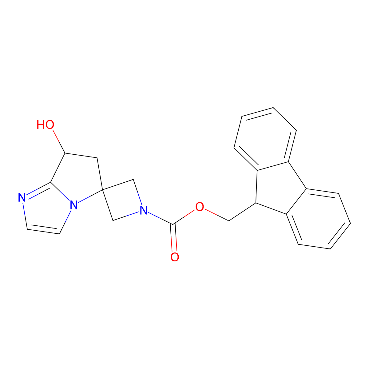 (9H-fluoren-9-yl)methyl 7'-hydroxy-6',7'-dihydrospiro[azetidine-3,5'-pyrrolo[1,2-a]imidazole]-1-carboxylate molecular structure, CAS 2763905-95-7