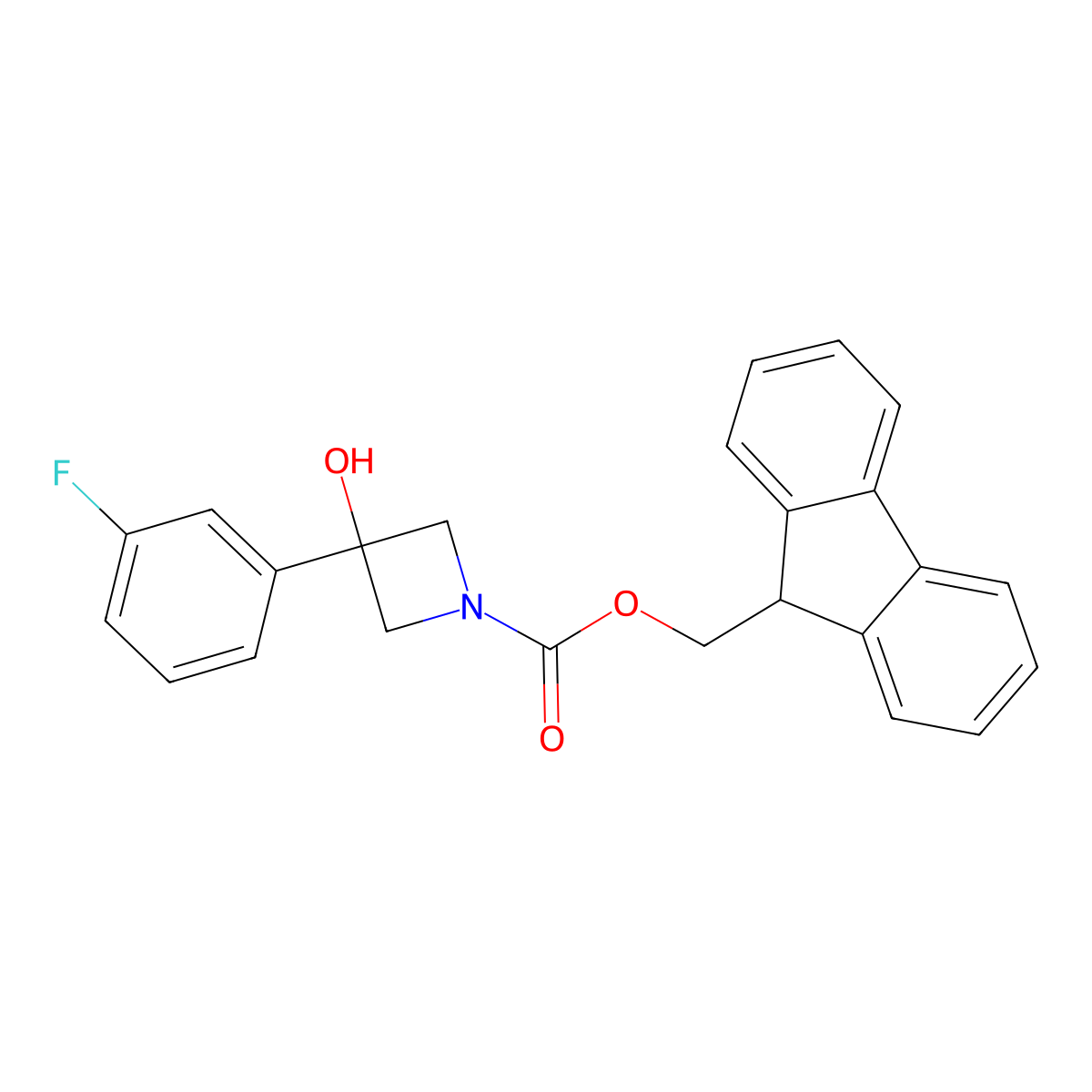 (9H-fluoren-9-yl)methyl 3-(3-fluorophenyl)-3-hydroxyazetidine-1-carboxylate molecular structure, CAS 2763905-97-9
