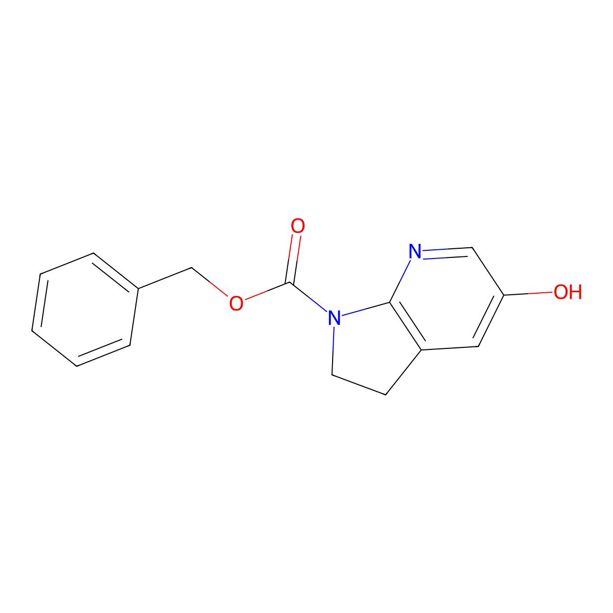 benzyl 5-hydroxy-1H,2H,3H-pyrrolo[2,3-b]pyridine-1-carboxylate molecular structure, CAS 2763906-05-2