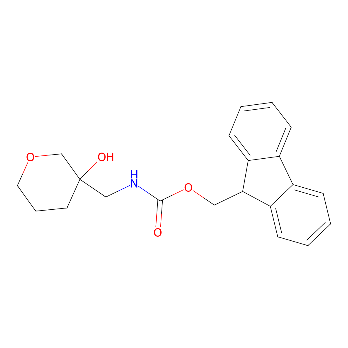 (9H-fluoren-9-yl)methyl N-[(3-hydroxyoxan-3-yl)methyl]carbamate molecular structure, CAS 2763906-08-5