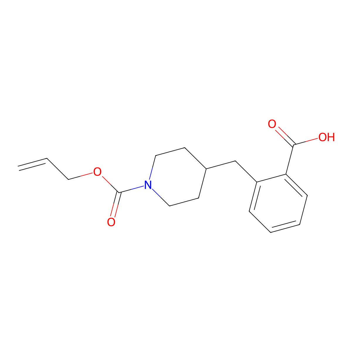 2-({1-[(Prop-2-en-1-yloxy)carbonyl]piperidin-4-yl}methyl)benzoic acid molecular structure, CAS 2763906-10-9