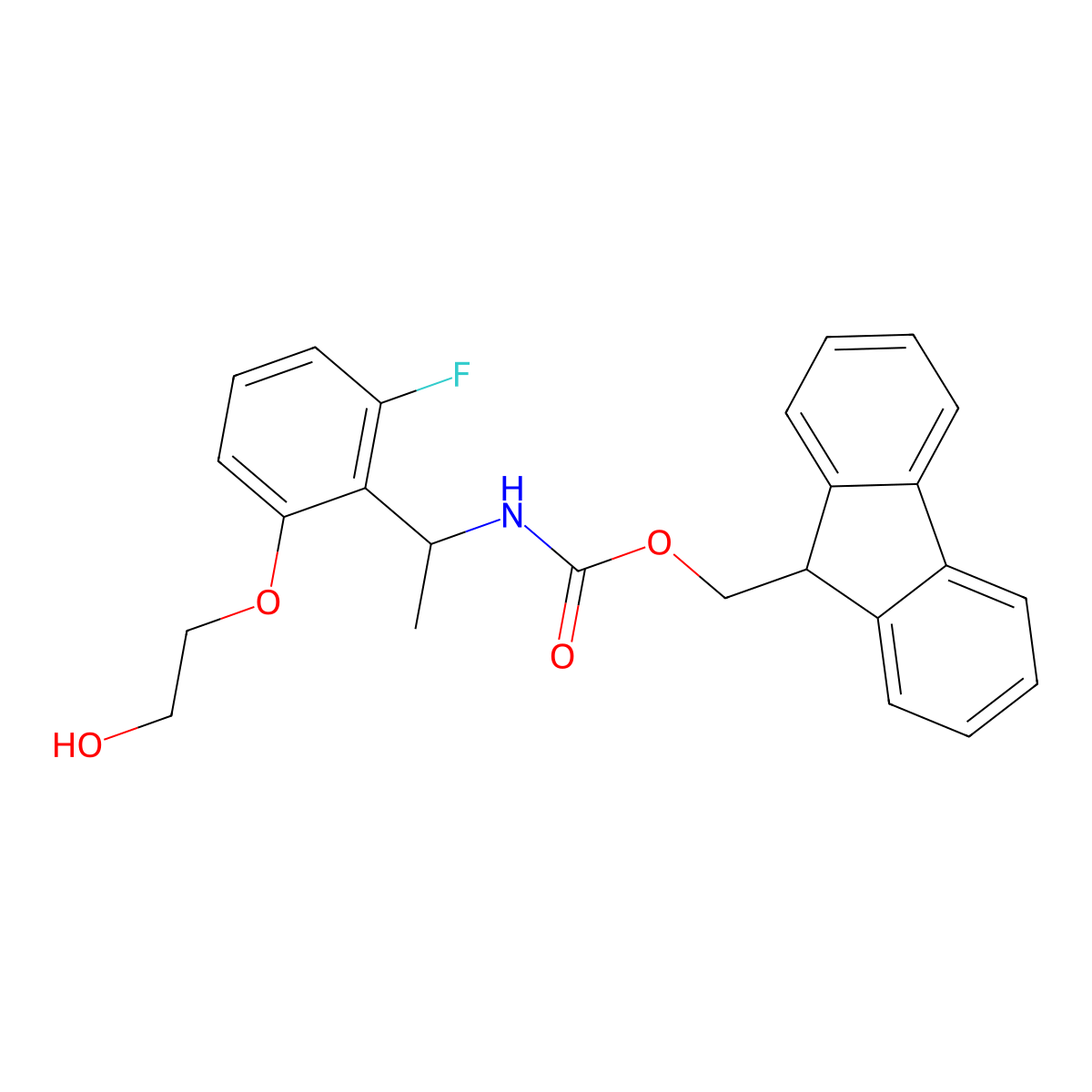 (9H-fluoren-9-yl)methyl N-{1-[2-fluoro-6-(2-hydroxyethoxy)phenyl]ethyl}carbamate molecular structure, CAS 2763906-11-0