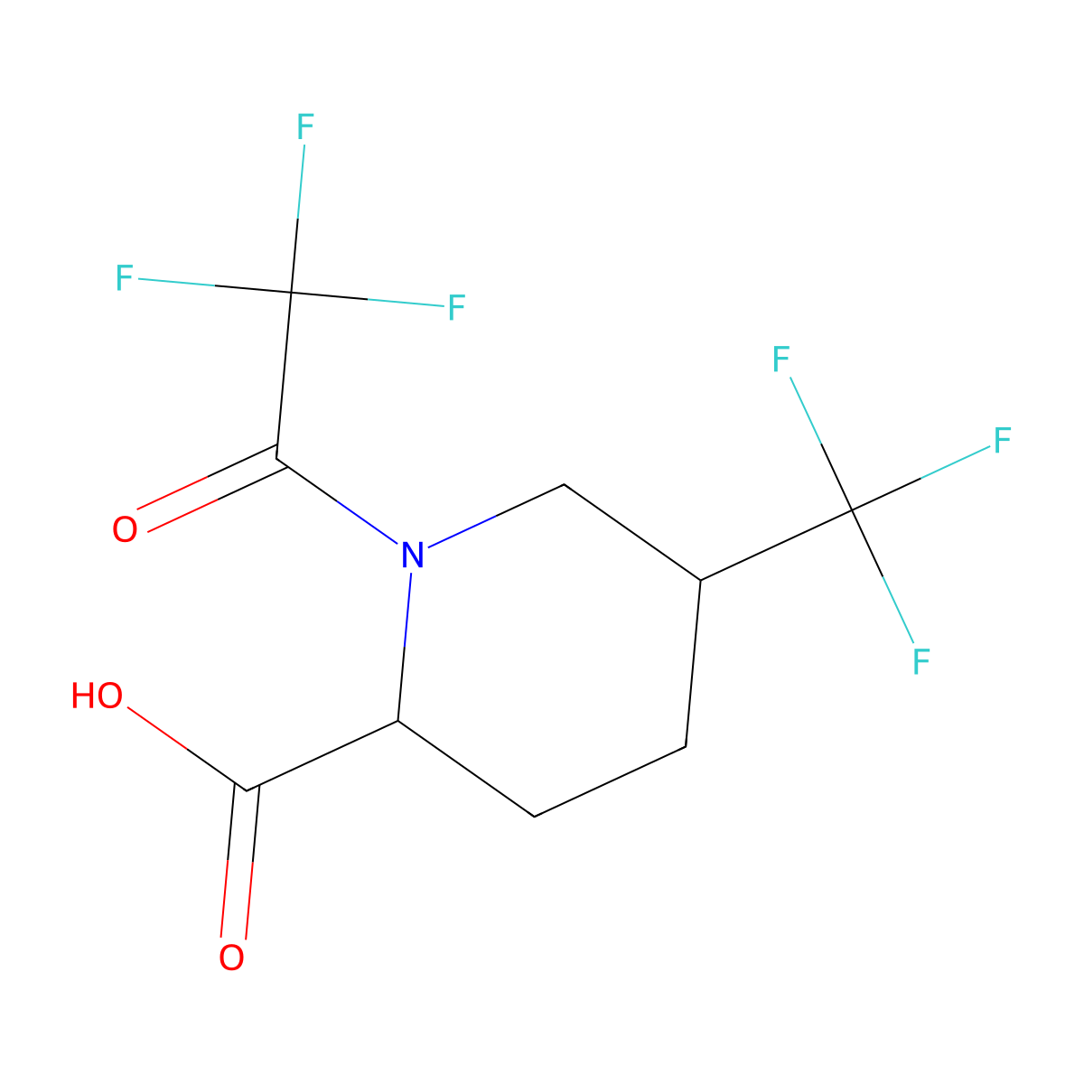 1-(2,2,2-Trifluoroacetyl)-5-(trifluoromethyl)piperidine-2-carboxylic acid molecular structure, CAS 2763906-13-2