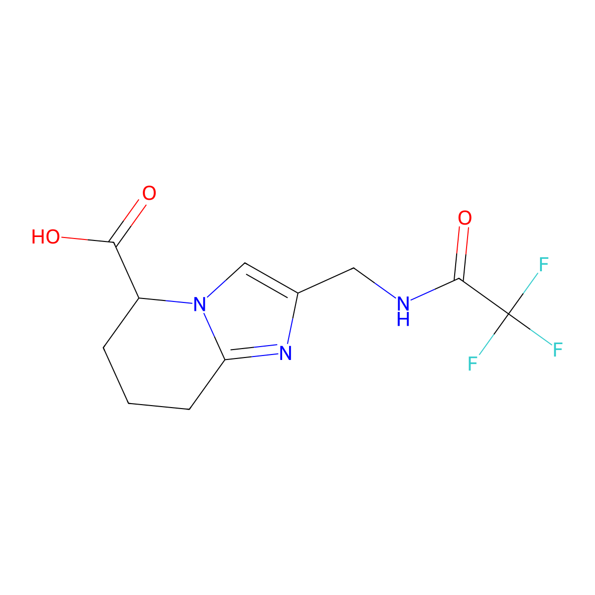 2-[(2,2,2-trifluoroacetamido)methyl]-5H,6H,7H,8H-imidazo[1,2-a]pyridine-5-carboxylic acid molecular structure, CAS 2763906-18-7