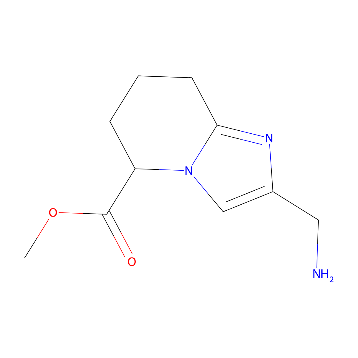 methyl 2-(aminomethyl)-5H,6H,7H,8H-imidazo[1,2-a]pyridine-5-carboxylate molecular structure, CAS 2763906-19-8