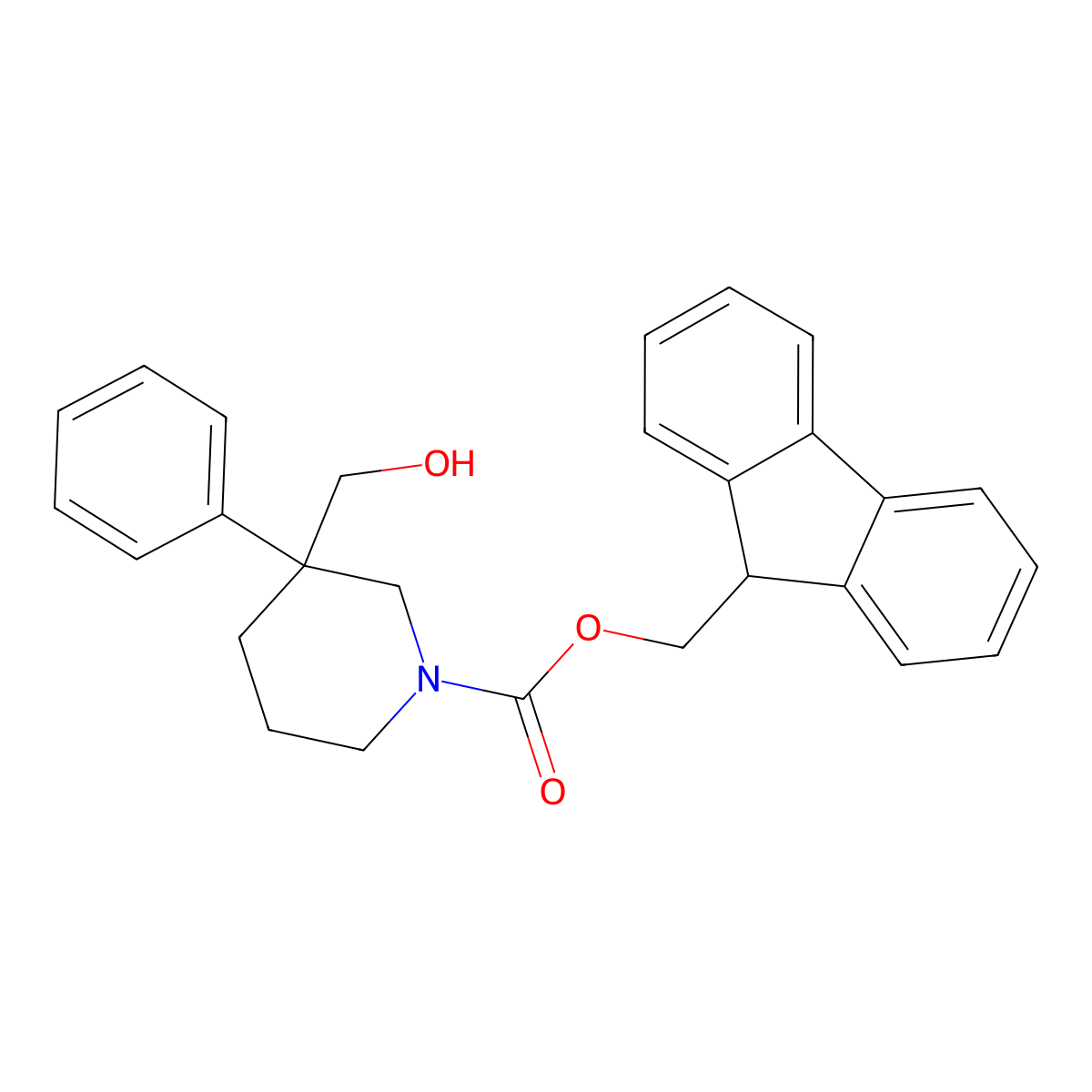 (9H-fluoren-9-yl)methyl 3-(hydroxymethyl)-3-phenylpiperidine-1-carboxylate molecular structure, CAS 2763906-28-9