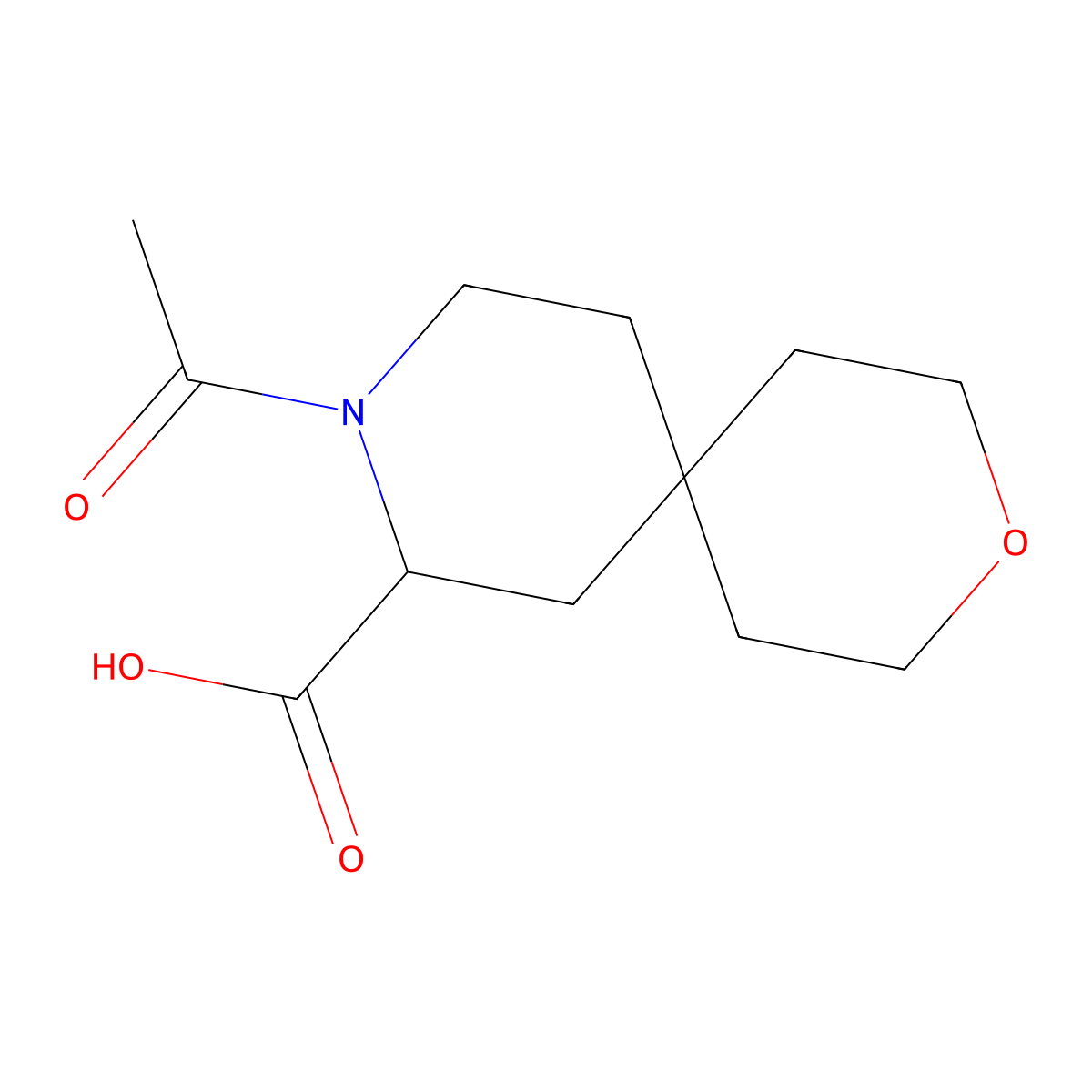 9-Acetyl-3-oxa-9-azaspiro[5.5]undecane-8-carboxylic acid molecular structure, CAS 2763906-30-3