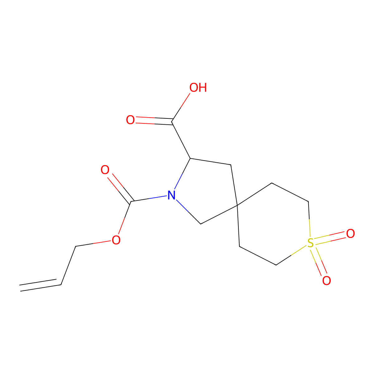 8,8-Dioxo-2-[(prop-2-en-1-yloxy)carbonyl]-8lambda6-thia-2-azaspiro[4.5]decane-3-carboxylic acid molecular structure, CAS 2763906-31-4