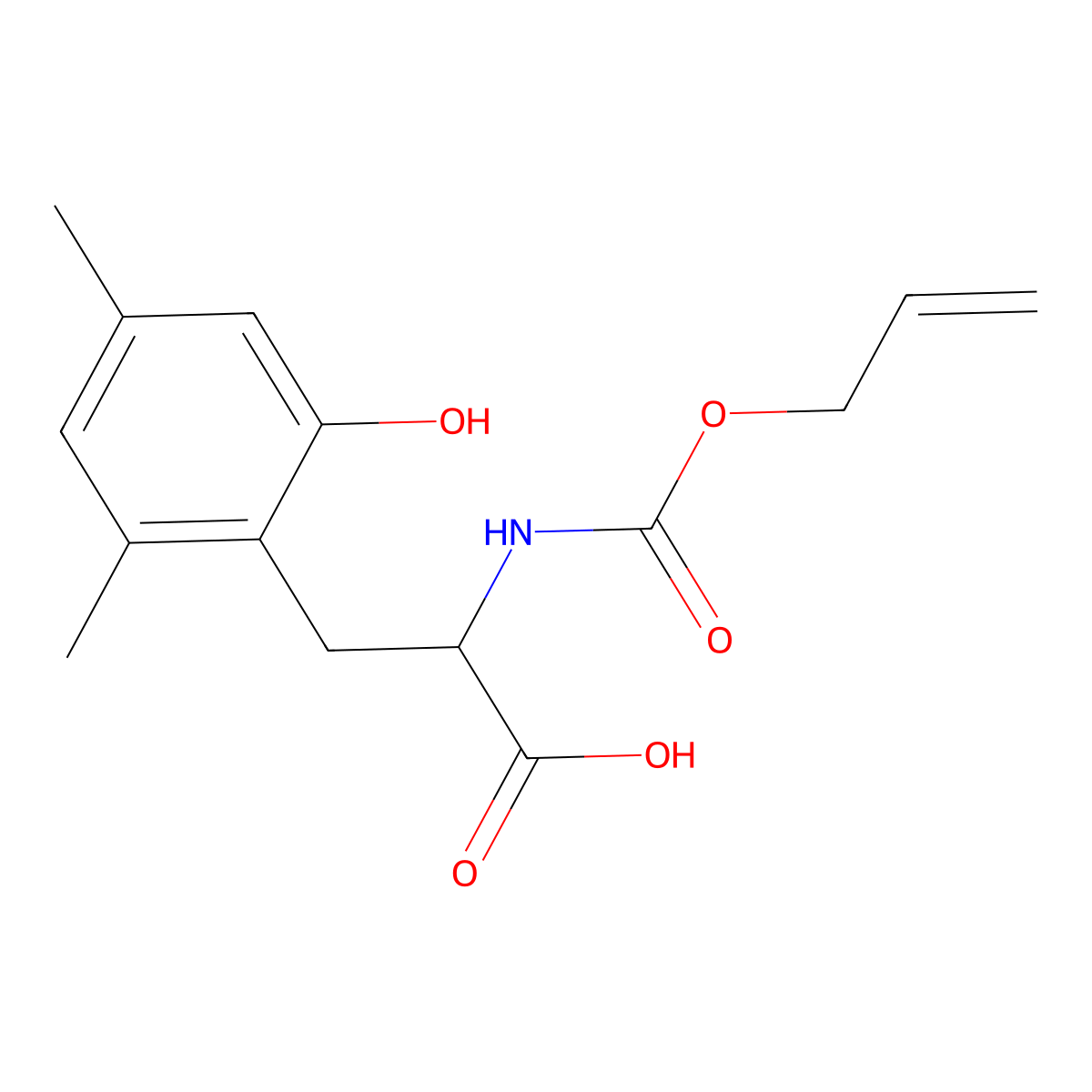 3-(2-Hydroxy-4,6-dimethylphenyl)-2-{[(prop-2-en-1-yloxy)carbonyl]amino}propanoic acid molecular structure, CAS 2763906-37-0