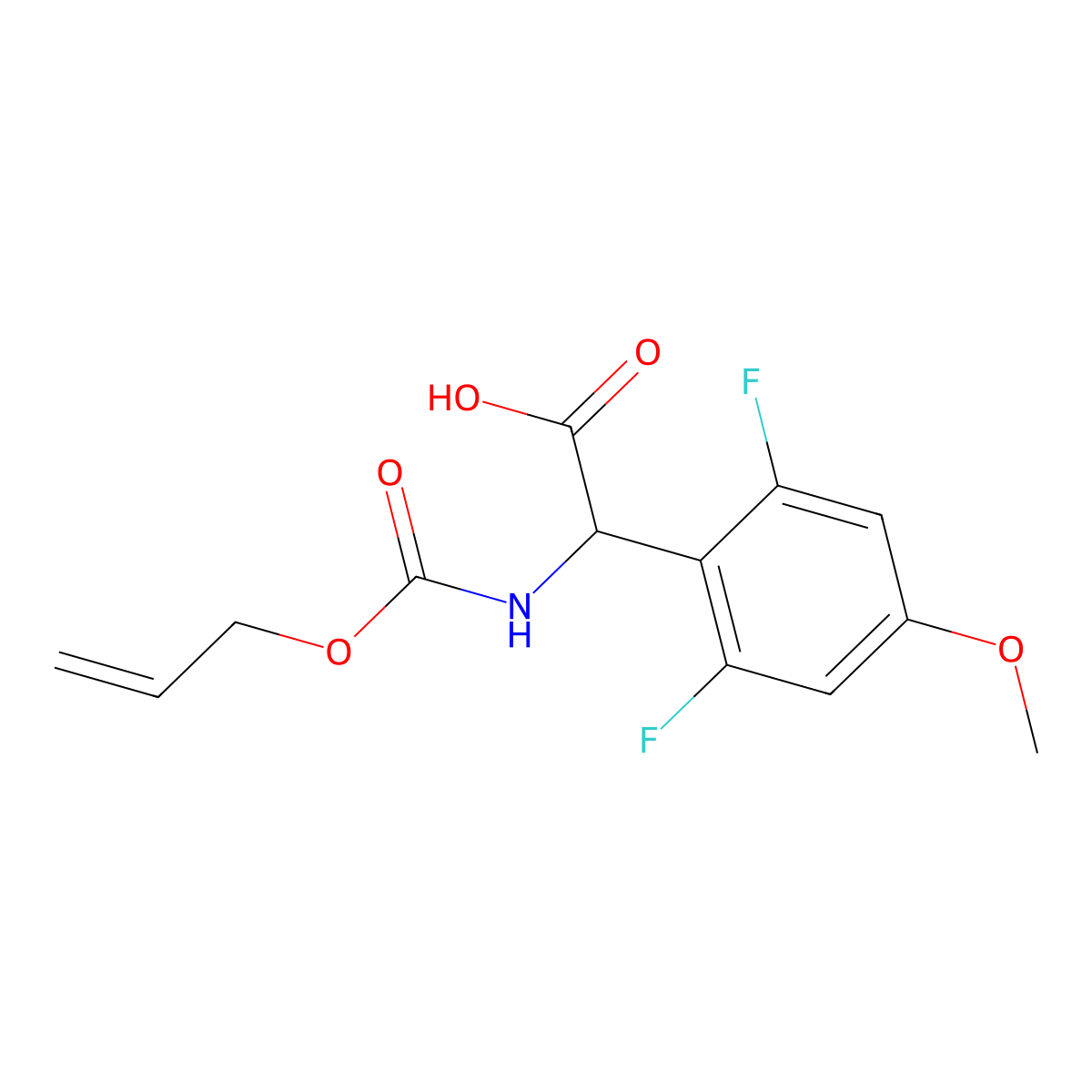 2-(2,6-Difluoro-4-methoxyphenyl)-2-{[(prop-2-en-1-yloxy)carbonyl]amino}acetic acid molecular structure, CAS 2763906-40-5