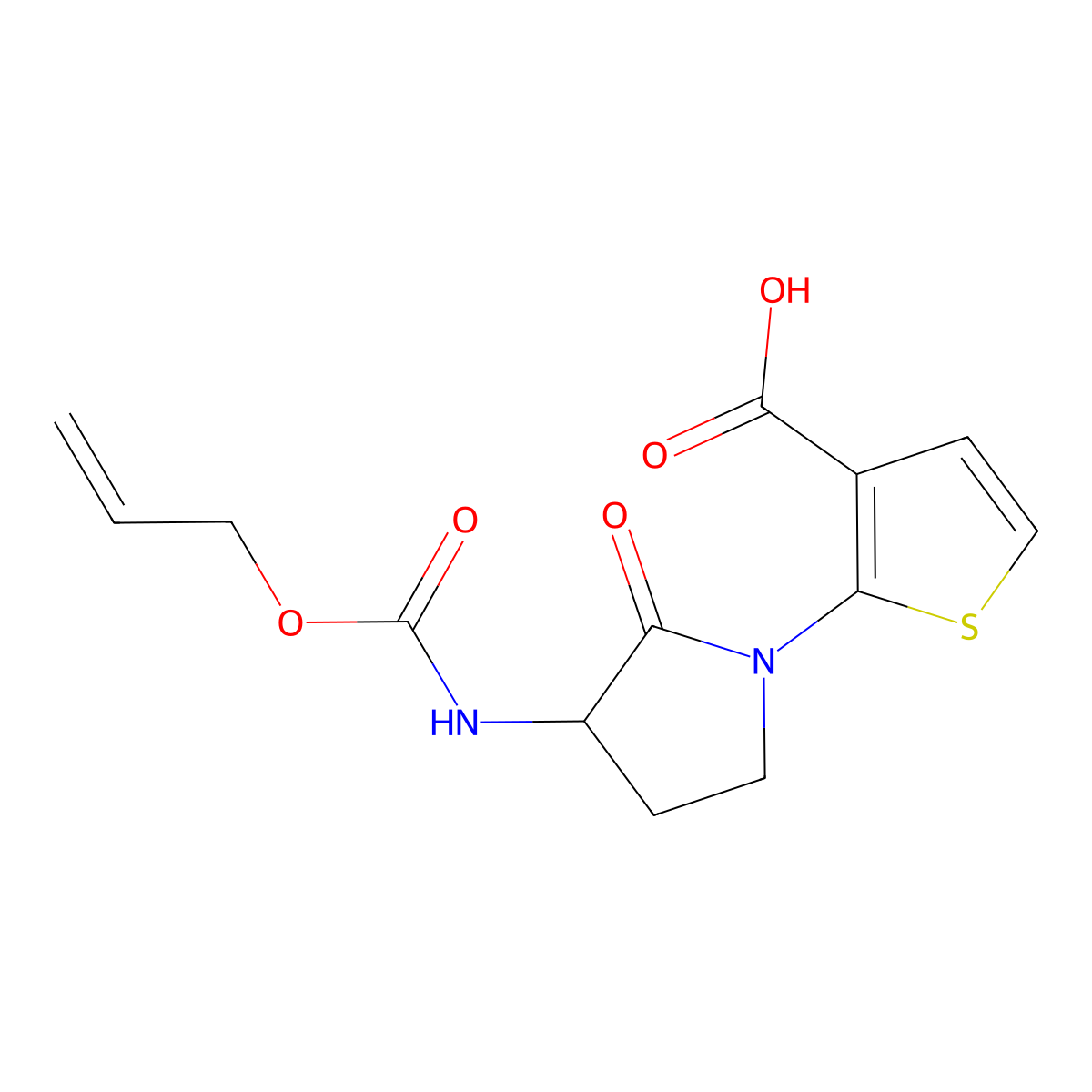 2-(2-Oxo-3-{[(prop-2-en-1-yloxy)carbonyl]amino}pyrrolidin-1-yl)thiophene-3-carboxylic acid molecular structure, CAS 2763906-47-2