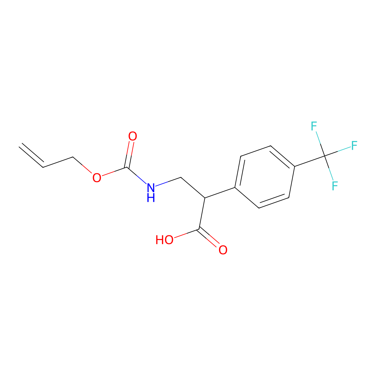 3-{[(Prop-2-en-1-yloxy)carbonyl]amino}-2-[4-(trifluoromethyl)phenyl]propanoic acid molecular structure, CAS 2763906-48-3