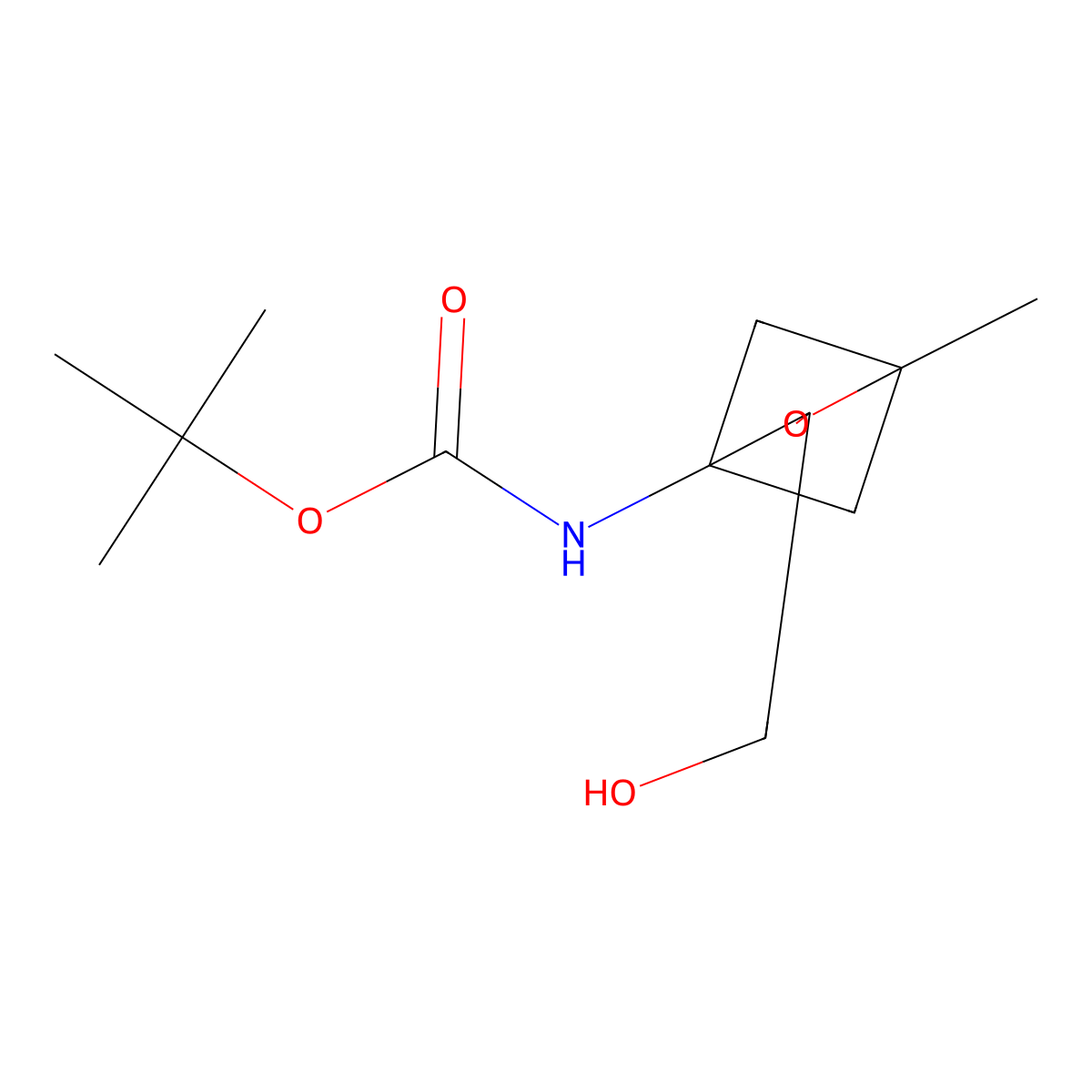 tert-butyl N-[3-(hydroxymethyl)-1-methyl-2-oxabicyclo[2.1.1]hexan-4-yl]carbamate molecular structure, CAS 2763906-57-4