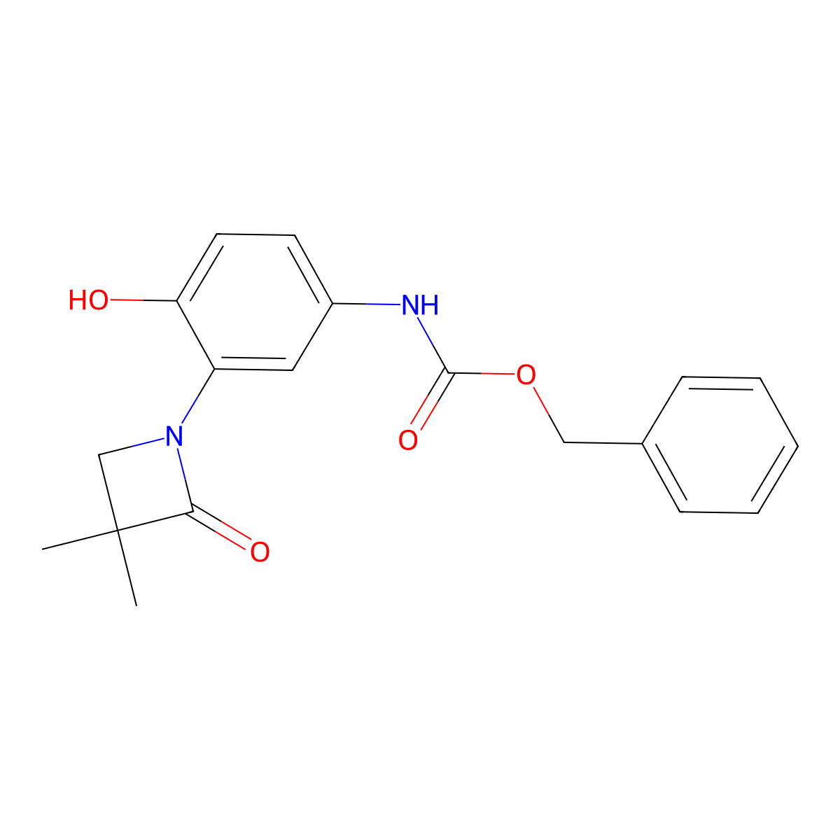 benzyl N-[3-(3,3-dimethyl-2-oxoazetidin-1-yl)-4-hydroxyphenyl]carbamate molecular structure, CAS 2763906-61-0