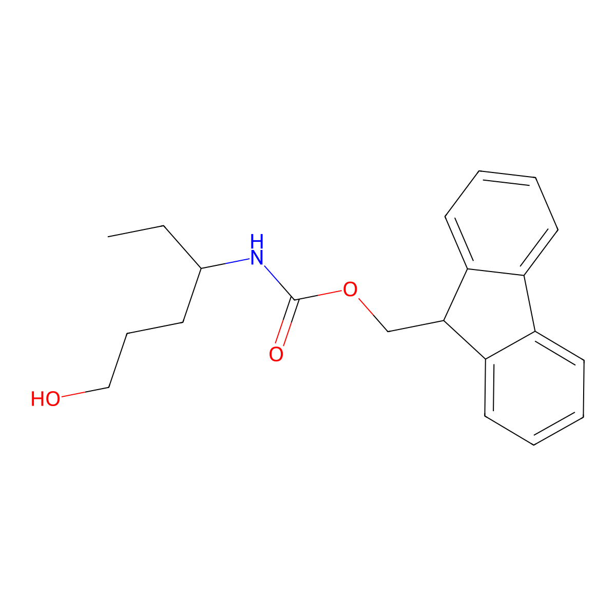 (9H-fluoren-9-yl)methyl N-(6-hydroxyhexan-3-yl)carbamate molecular structure, CAS 2763906-67-6