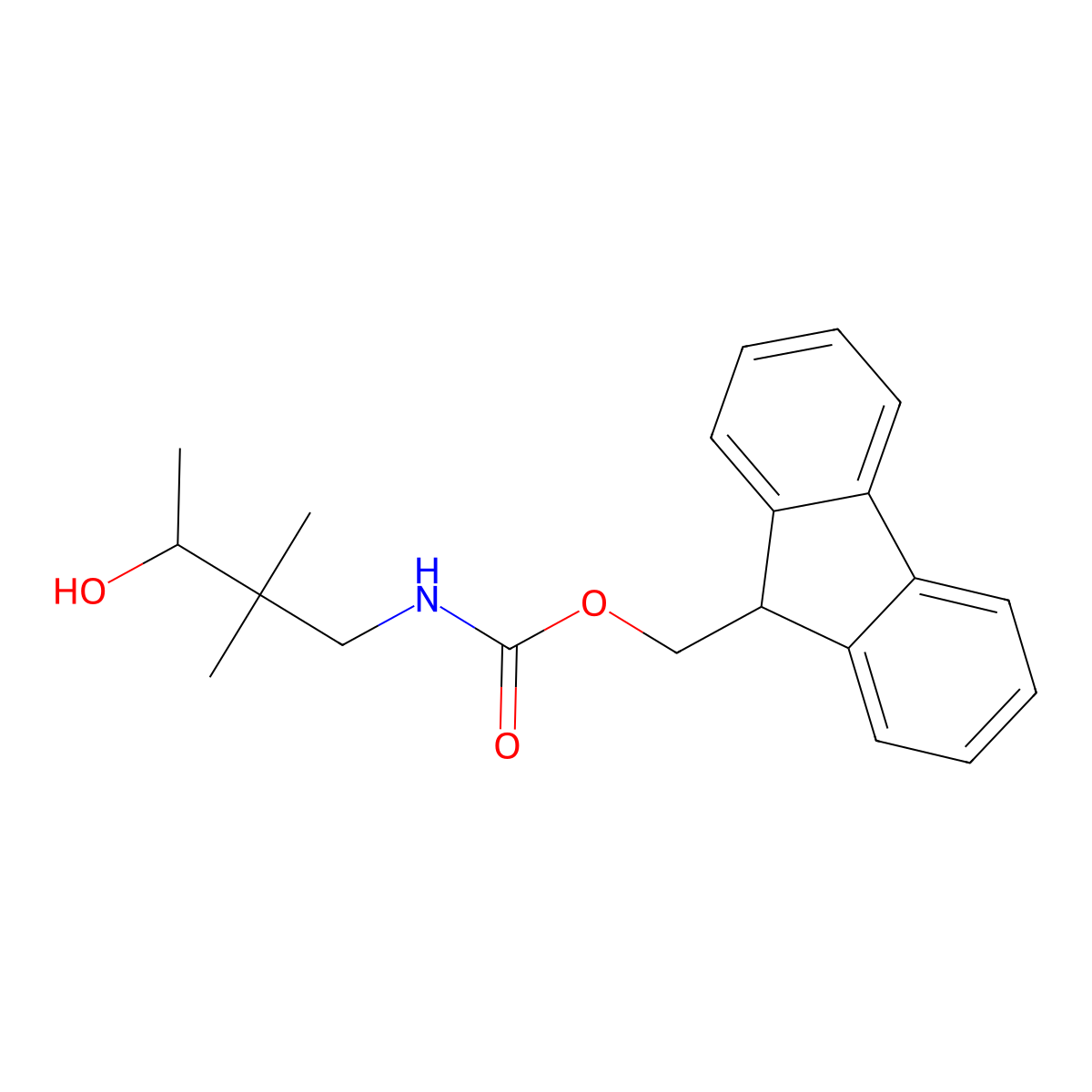 (9H-fluoren-9-yl)methyl N-(3-hydroxy-2,2-dimethylbutyl)carbamate molecular structure, CAS 2763906-68-7