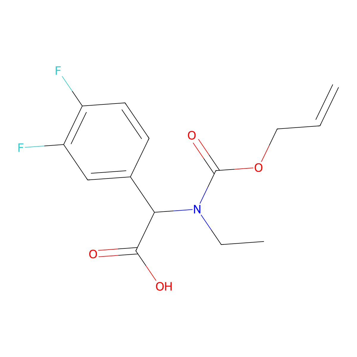 2-(3,4-Difluorophenyl)-2-{ethyl[(prop-2-en-1-yloxy)carbonyl]amino}acetic acid molecular structure, CAS 2763906-76-7