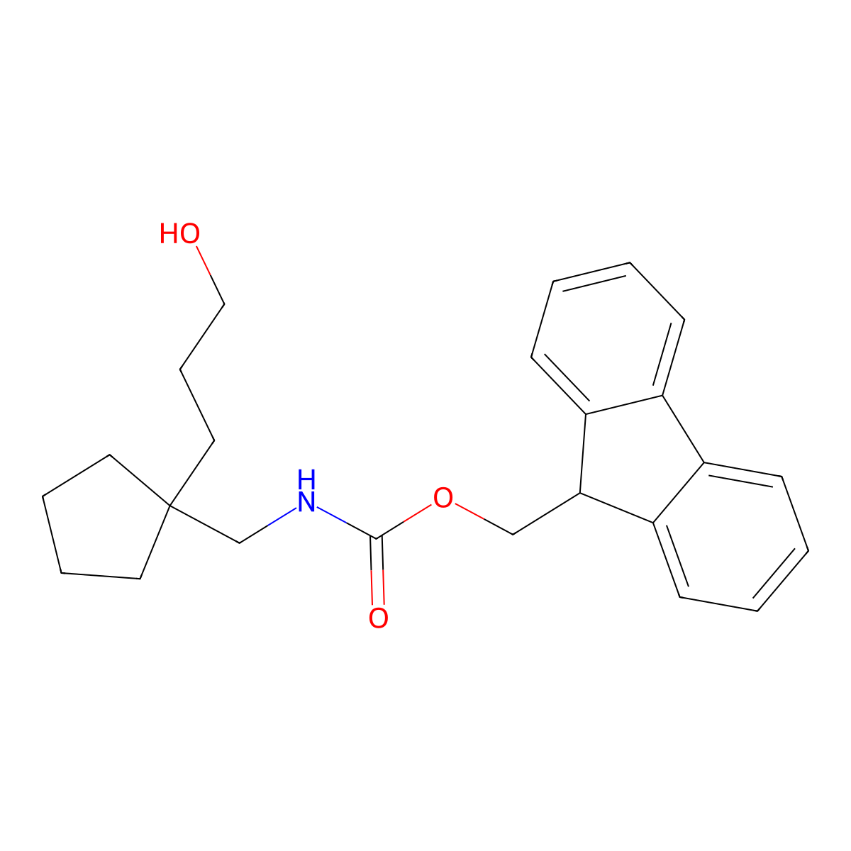 (9H-fluoren-9-yl)methyl N-{[1-(3-hydroxypropyl)cyclopentyl]methyl}carbamate molecular structure, CAS 2763906-80-3
