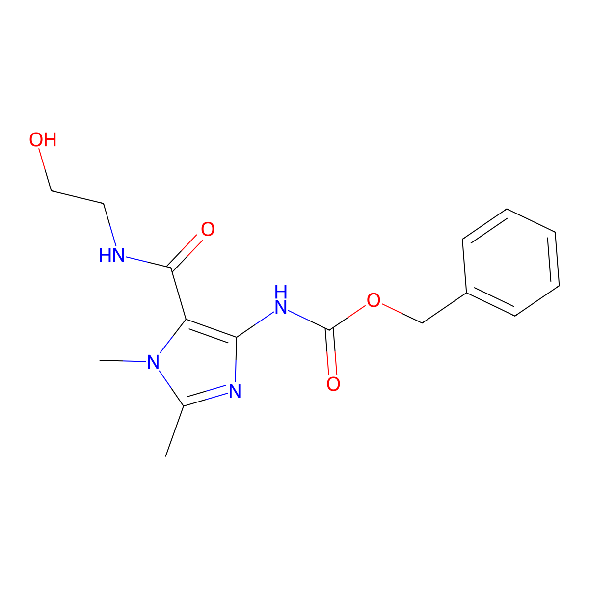 benzyl N-{5-[(2-hydroxyethyl)carbamoyl]-1,2-dimethyl-1H-imidazol-4-yl}carbamate molecular structure, CAS 2763906-86-9