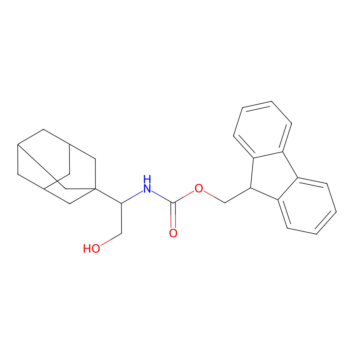 (9H-fluoren-9-yl)methyl N-[1-(adamantan-1-yl)-2-hydroxyethyl]carbamate molecular structure, CAS 2763906-87-0