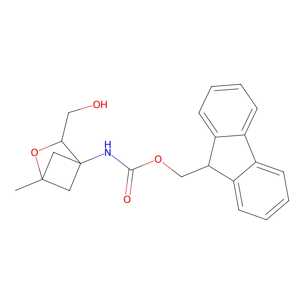 (9H-fluoren-9-yl)methyl N-[3-(hydroxymethyl)-1-methyl-2-oxabicyclo[2.1.1]hexan-4-yl]carbamate molecular structure, CAS 2763906-93-8